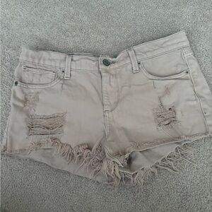 Lucky Brand Tan The Cut Off Freyed Hem Distressed Daisy Duke Jean Shorts Sz 6/28